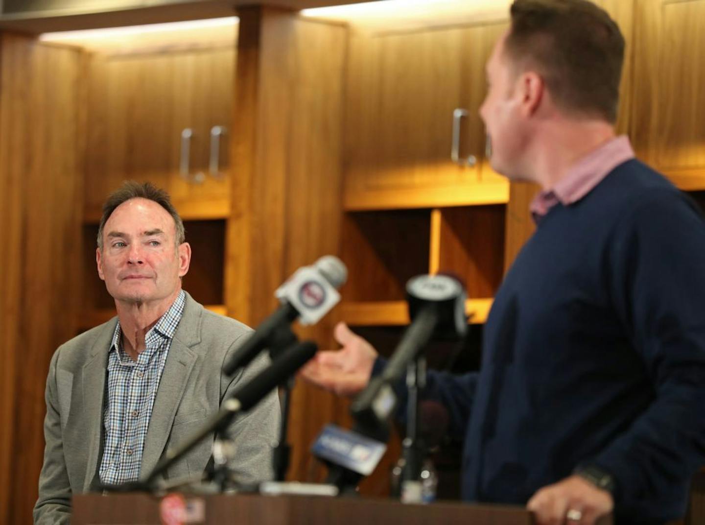 The Minnesota Twins and chief baseball officer Derek Falvey announced the contract extension of the team's skipper Paul Molitor inside the Target Field clubhouse on Tuesday, October 10, 2017.