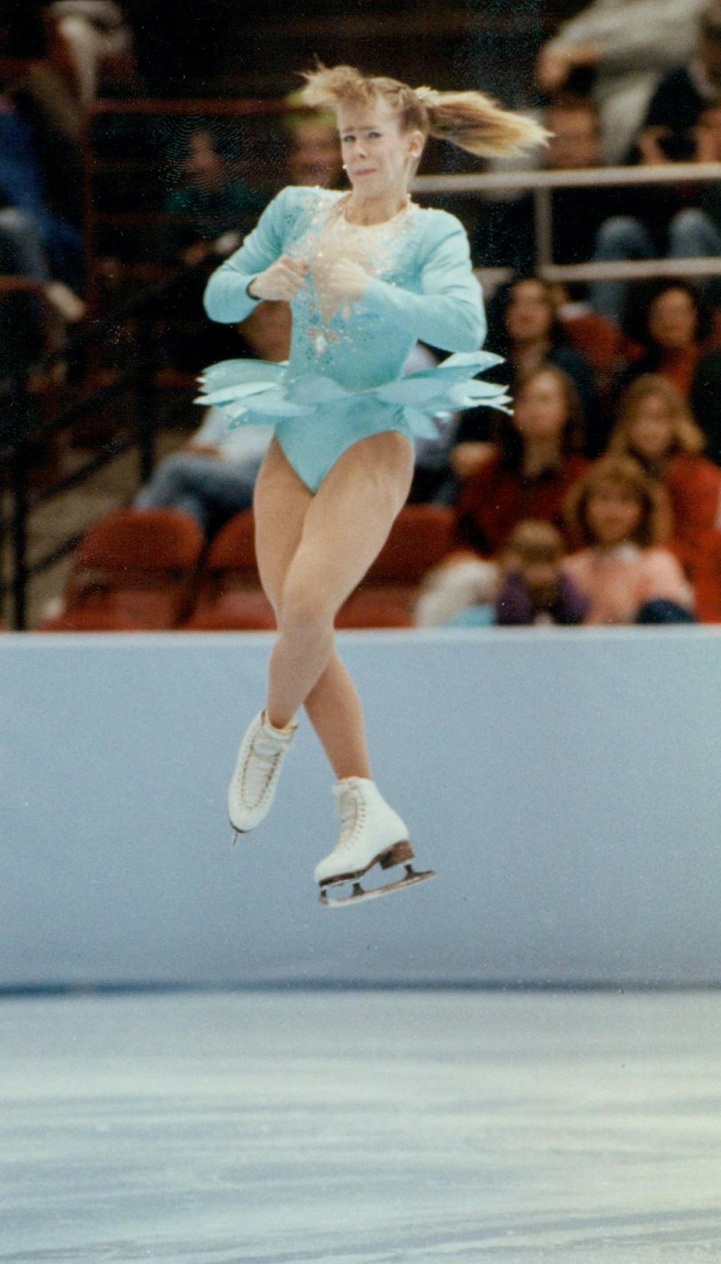 February 16, 1990 Tonya Harding completes the triple axel during the Championship Ladies Free Skating at Target Center Saturday afternoon.Harding made skating history as the first American woman to complete the Jump in Competition. February 17, 1991 Rita Reed