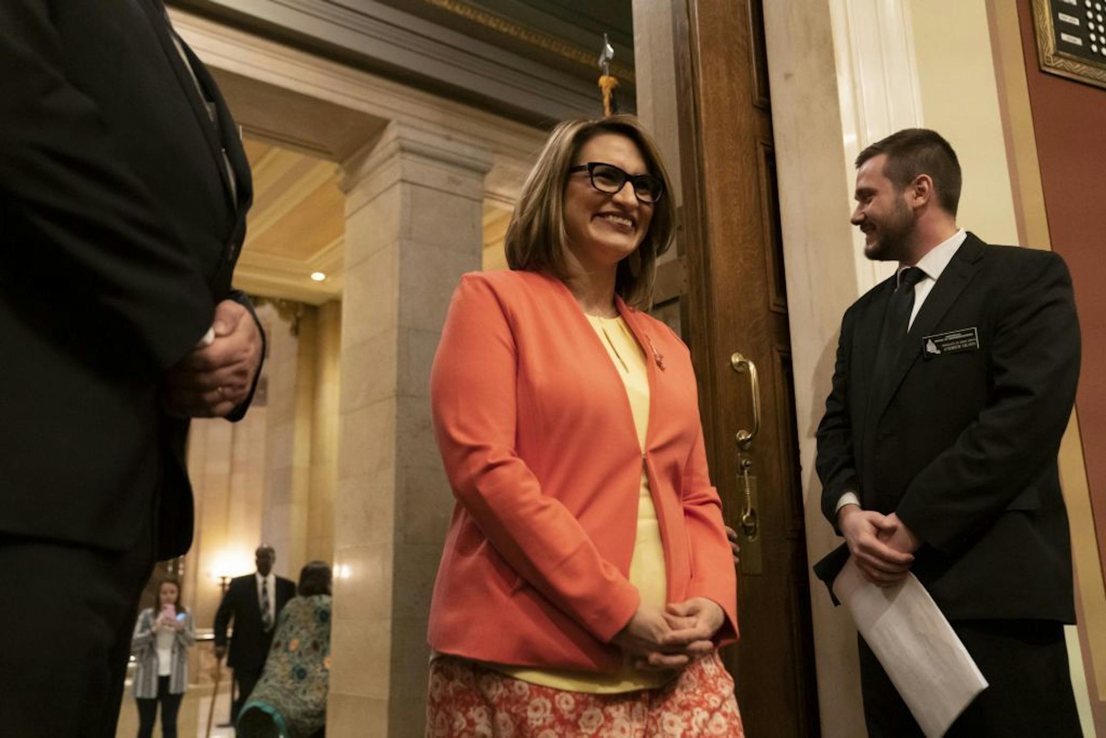 Lt. Governor Peggy Flanagan arrived at the State of the State Address at the State Capitol in St. Paul, Minn., on Wednesday, April 3, 2019.