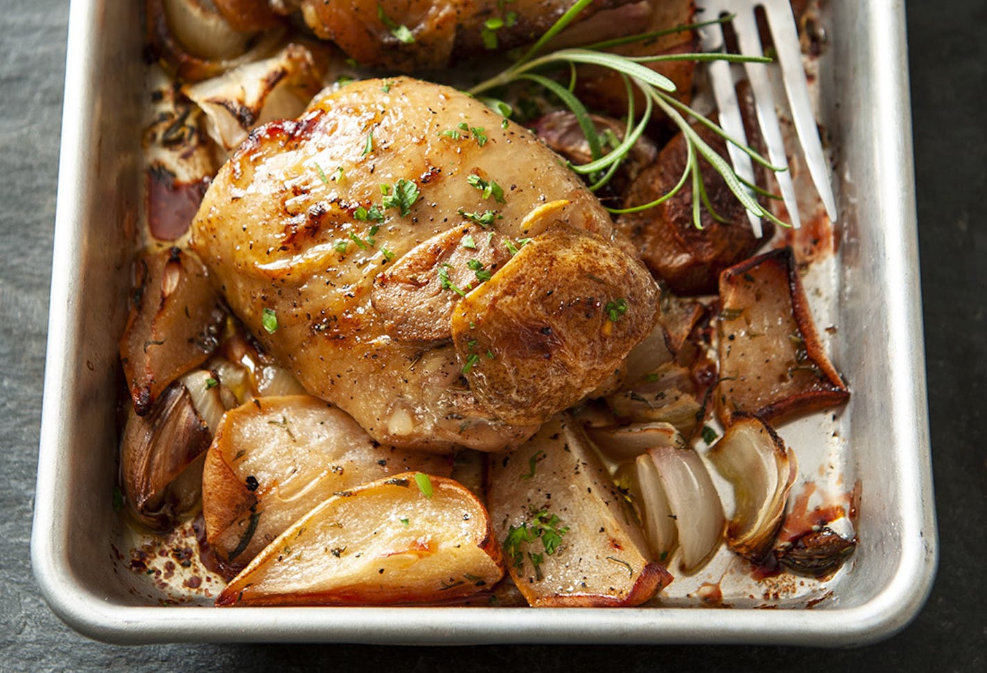 Mette Nielsen &#x2022; Special to the Star Tribune
Roast chicken with rosemary and pears.