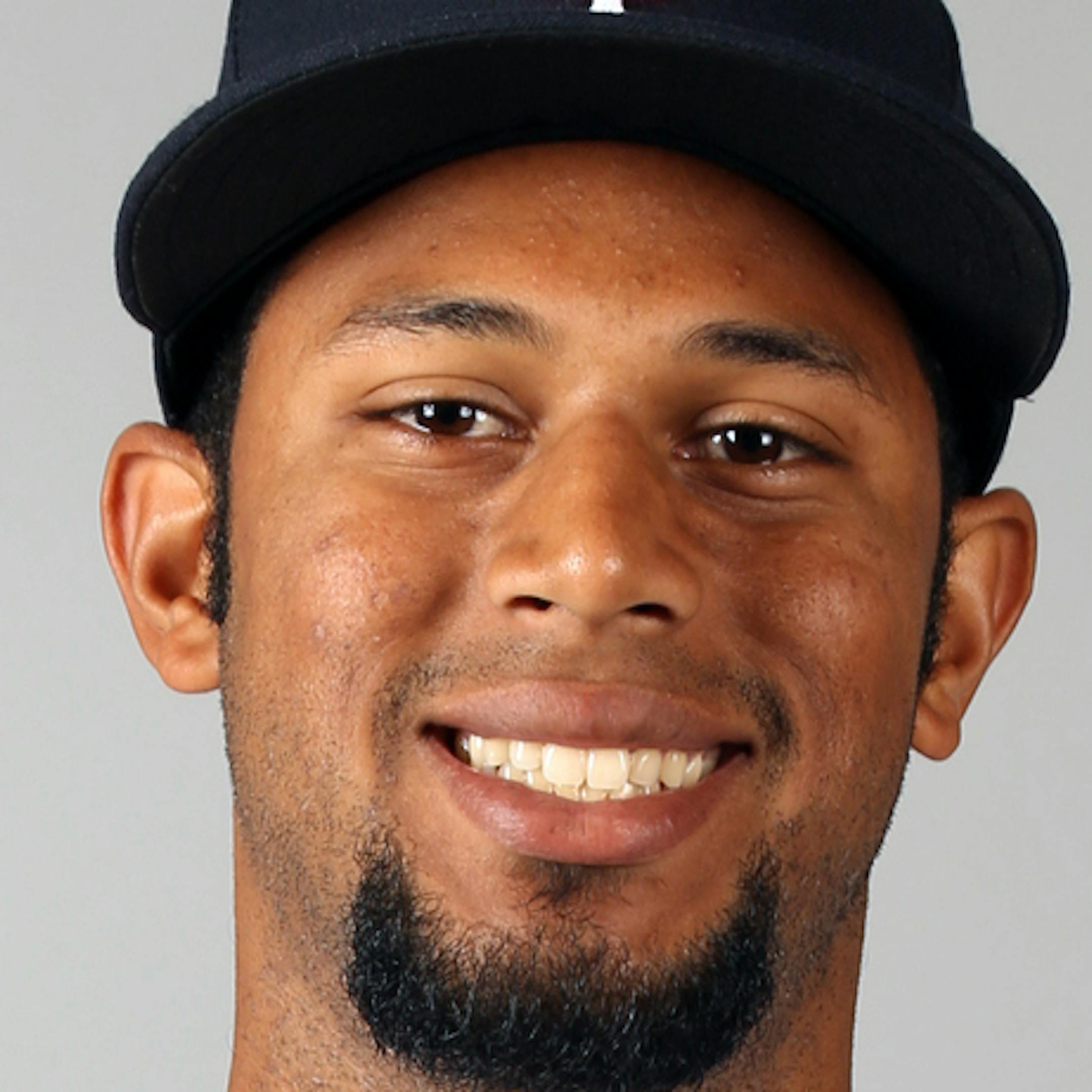 FORT MYERS, FL - FEBRUARY 19: Aaron Hicks (63) of the Minnesota Twins poses during Photo Day on Tuesday, February 19, 2013 at Hammond Stadium in Fort Myers, Florida. (Photo by Robbie Rogers/MLB Photos via Getty Images) *** Local Caption *** Aaron Hicks ORG XMIT: 159448017
