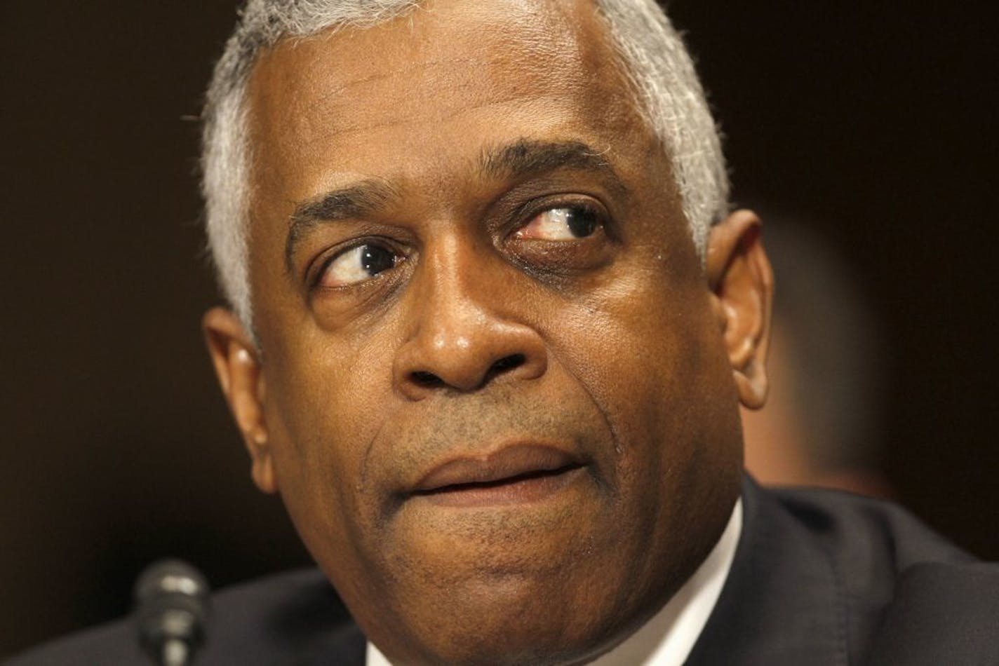 B. Todd Jones of Minnesota, President Barack Obama's nominee for director of the Bureau of Alcohol, Tobacco, Firearms and Explosives, listens to opening statements on Capitol Hill in Washington, Tuesday, June 11, 2013, during his confirmation hearing before the Senate Judiciary Committee. Five months after President Barack Obama called on lawmakers to approve his choice to lead the Bureau of Alcohol, Tobacco, Firearms and Explosives, the Senate is considering the nomination.