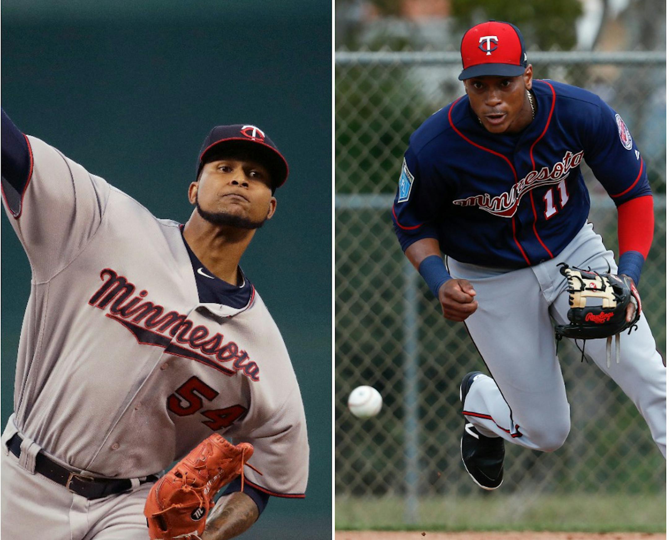Ervin Santana, left, and Jorge Polanco both could resume paying in baseball games soon. Neither has played this season.