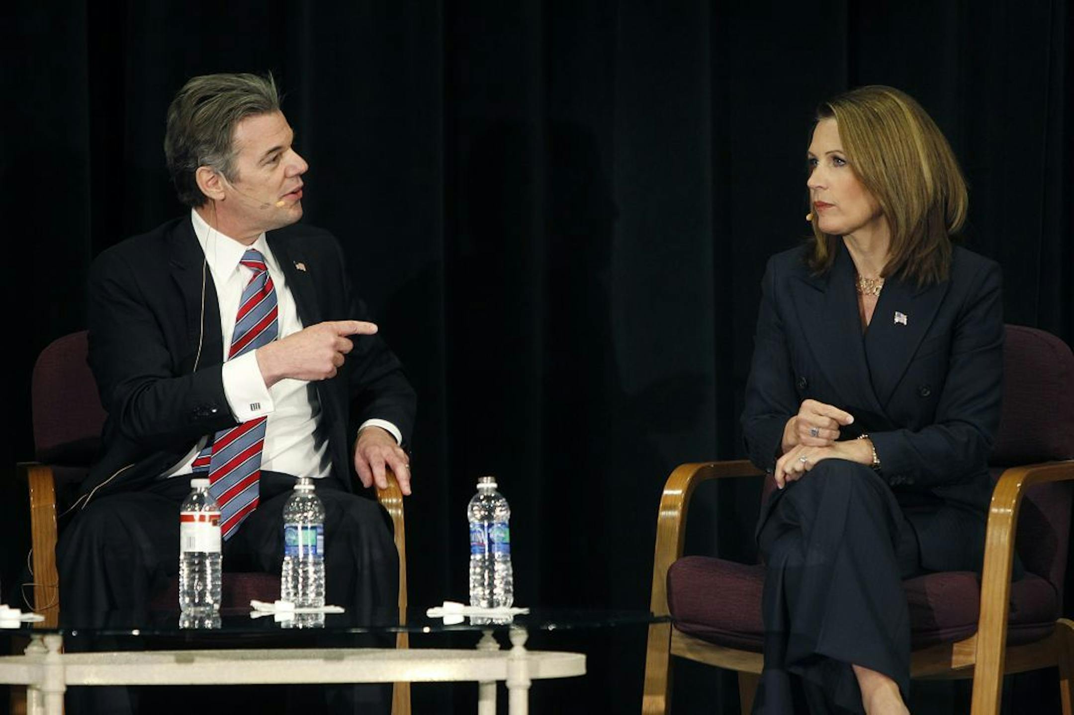 Michele Bachmann and Jim Graves debated at the River�s Edge Convention Center in St. Cloud, MN, Tuesday, October 30, 2012. It is the only one of three that will be held in the Sixth Congressional District. (ELIZABETH FLORES/STAR TRIBUNE) ELIZABETH FLORES � eflores@startribune.com