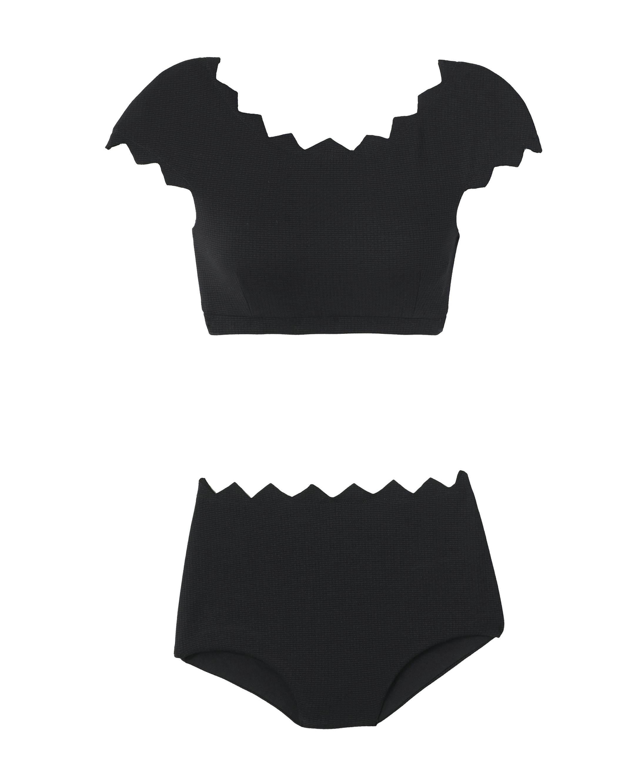 Black crop top and high-waisted bottom by Marysia for the Everything But Water 30th Anniversary collection; top, $137; bottom, $137.