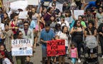 The March to Protect Children and Families Wednesday made its way down E. 7th Street in St. Paul toward City Hall.
