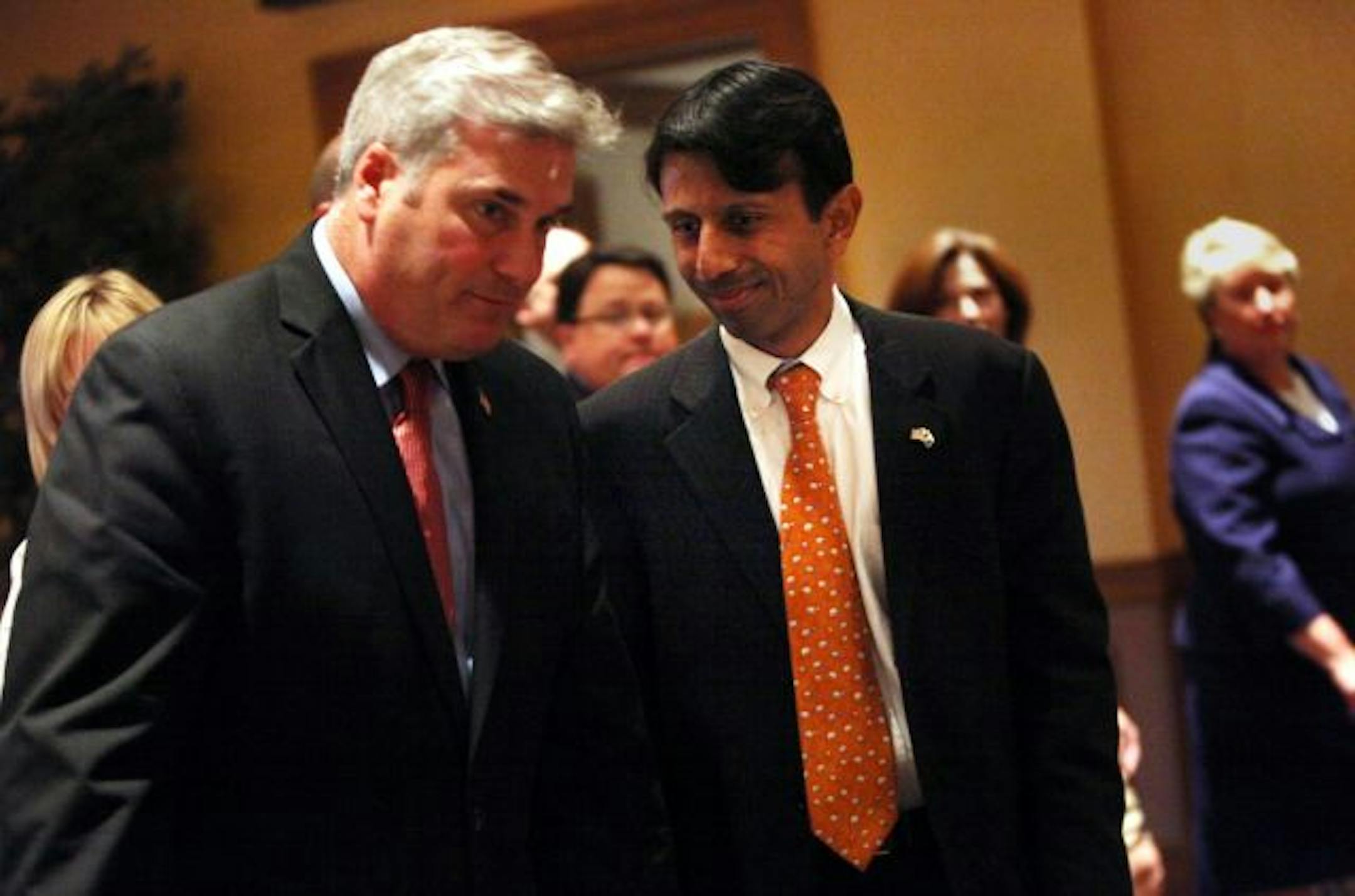 Louisiana Gov. Bobby Jindal, right, was a guest at a fundraiser for gubernatorial candidate Tom Emmer Monday night.