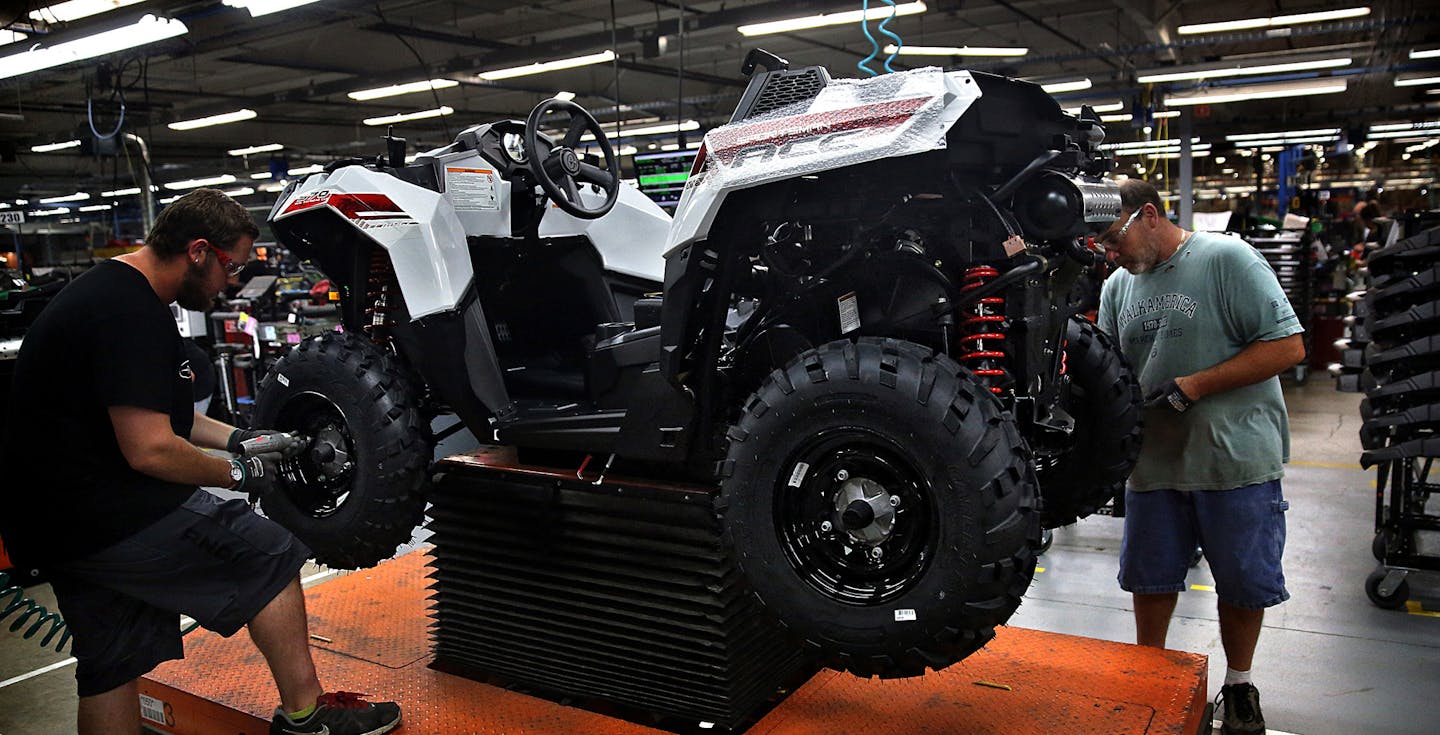 Polaris workers recently assembled Sportsman Ace model ATVs at a new plant in Milford, IA. ] JIM GEHRZ &#x201a;&#xc4;&#xa2; jgehrz@startribune.com / Milford, IA 8/21, 2014 / 1:00 PM