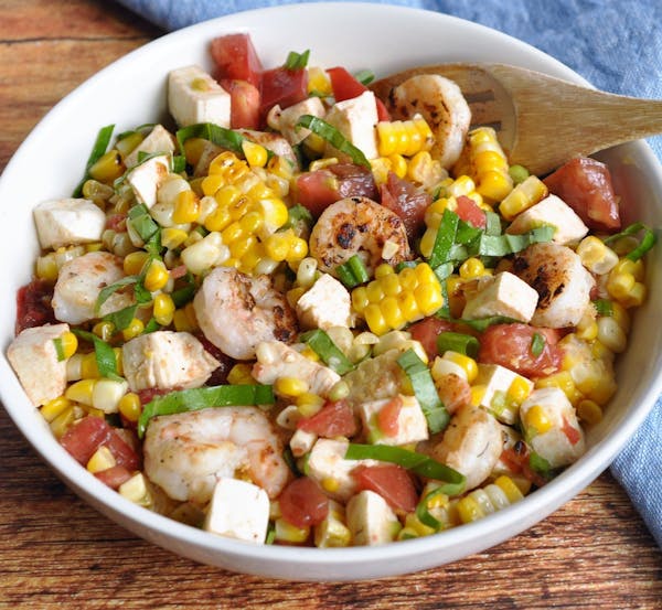 Recipe: Grilled Shrimp and Corn Caprese Salad