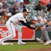 Orioles third baseman Jordan Westburg tags out Ryan Jeffers in the sixth inning Wednesday at Camden Yards in Baltimore.