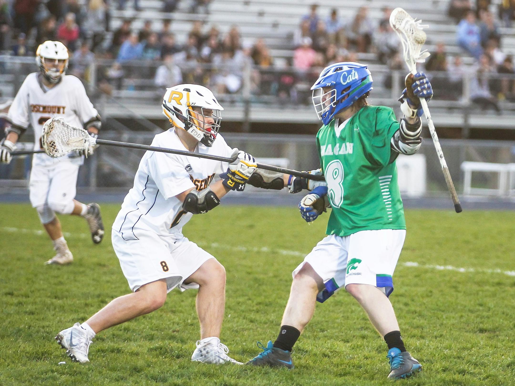 Eagan’s Brandon Wuertz, right, is one of four Mr. Lacrosse finalists who will be playing in the boys’ state tournament. The Wildcats open with Lakeville North on Tuesday.