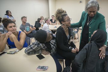 Hamline University President Fayneese Miller spoke Monday with students about her experience growing up near Charlottesville, Va.