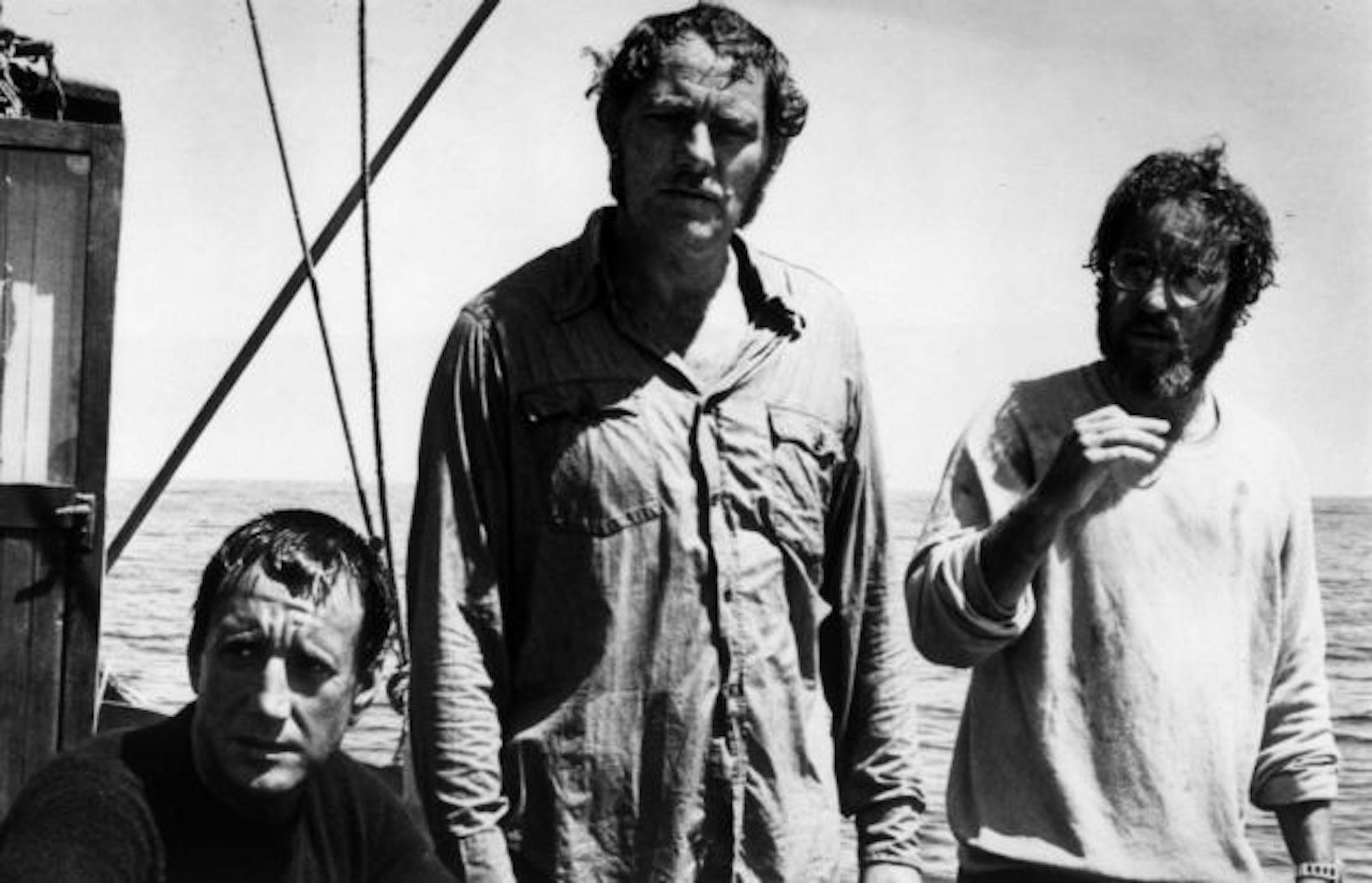 jaws stars. IN THE MOVIE "JAWS," A KILLER SHARK DRAWS THREE MEN INTO THE HUNT (LEFT TO RIGHT) - ROY SCHEIDER, ROBERT SHAW AND RICHARD DREYFUSS.