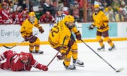 Gophers forward Bryce Brodzinski (22) has nine goals and eight assists so far this season. Minnesota plays St. Cloud State in a home-and-home series t