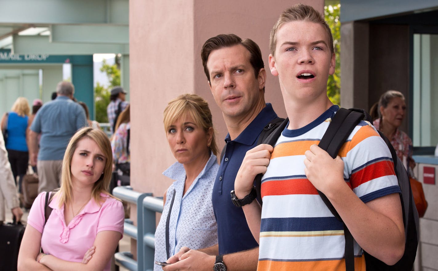 Emma Roberts, Jennifer Aniston, Jason Sudeikis and Casey Mathis in "We're the Millers."