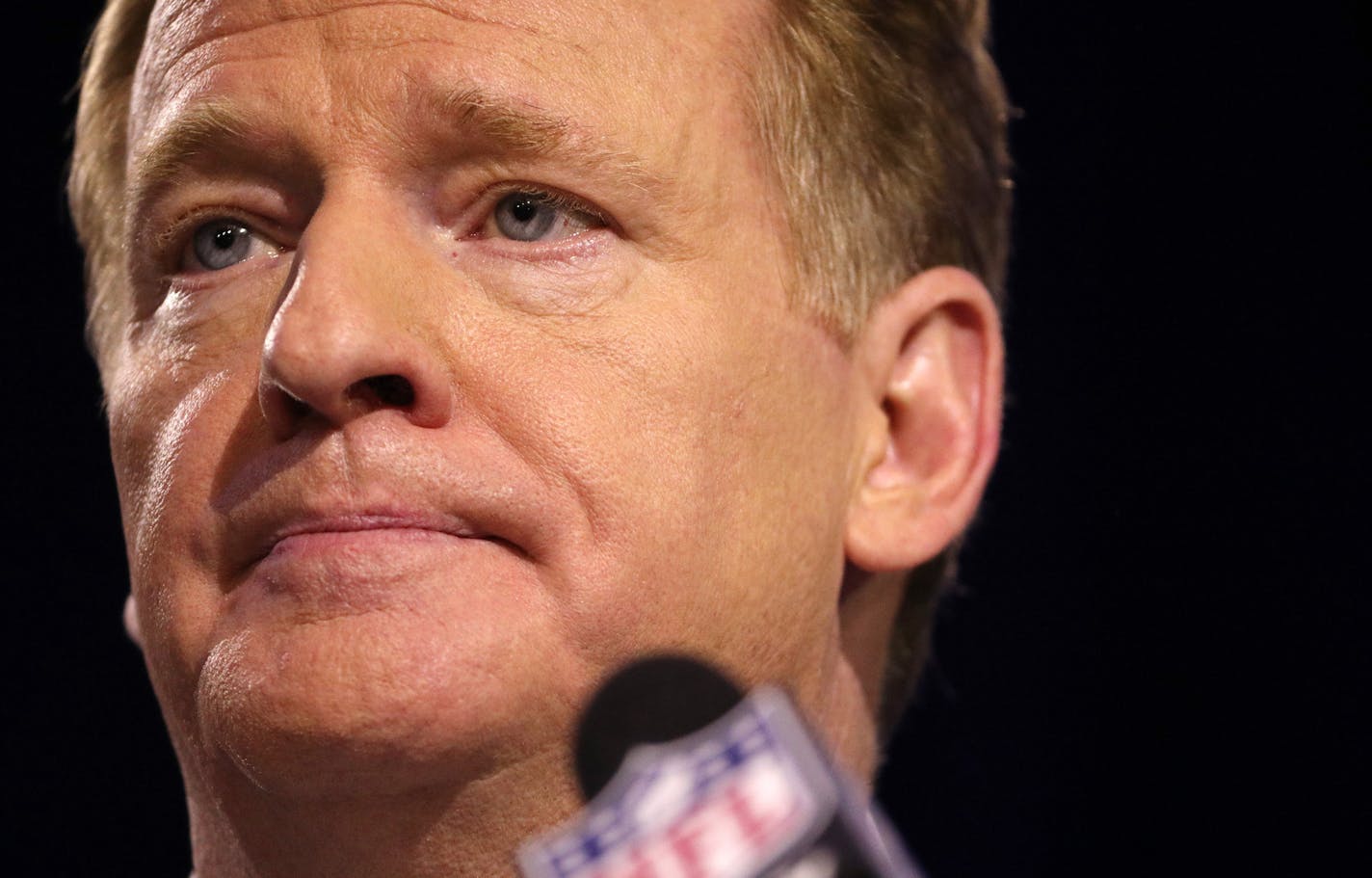 . ] ANTHONY SOUFFLE &#xef; anthony.souffle@startribune.com NFL Commissioner Roger Goodell held his annual State of the NFL press conference Wednesday, Jan. 31, 2018 in the grand ballroom at the Hilton Hotel in downtown Minneapolis.