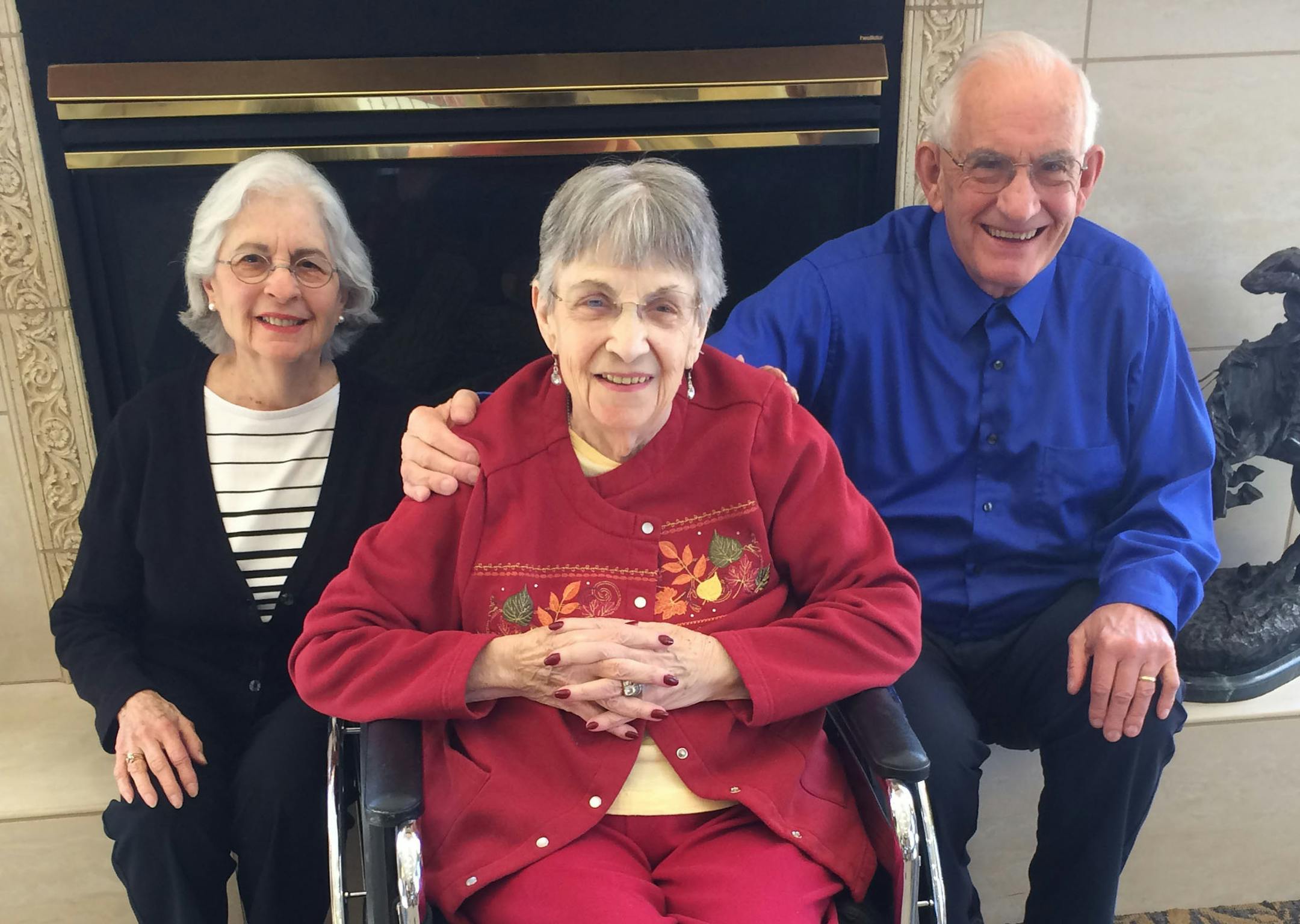 Siblings Mary Marx, Jean Cullen and Larry Wood. “It’s really nice now that we’re all together,” says Larry, 79.