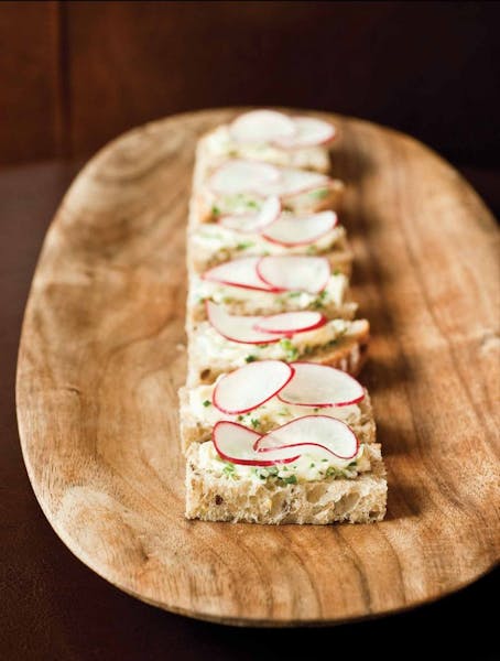 Radish And Herb Butter Canapes from Brenda Langton's "Spoonriver" cookbook.