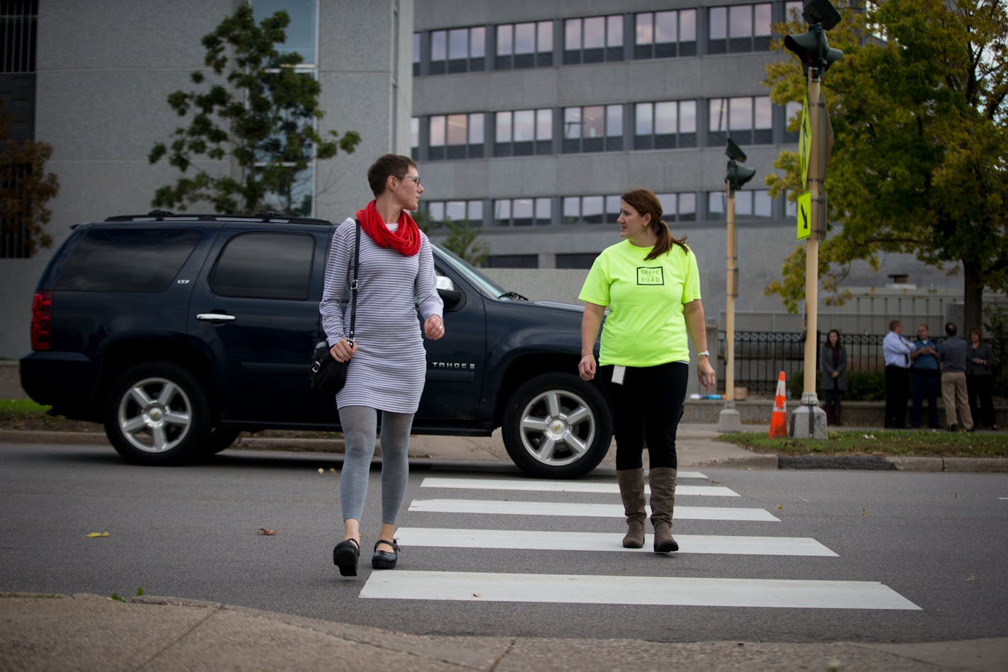 Pedestrians made their way through a crosswalk in St. Paul.