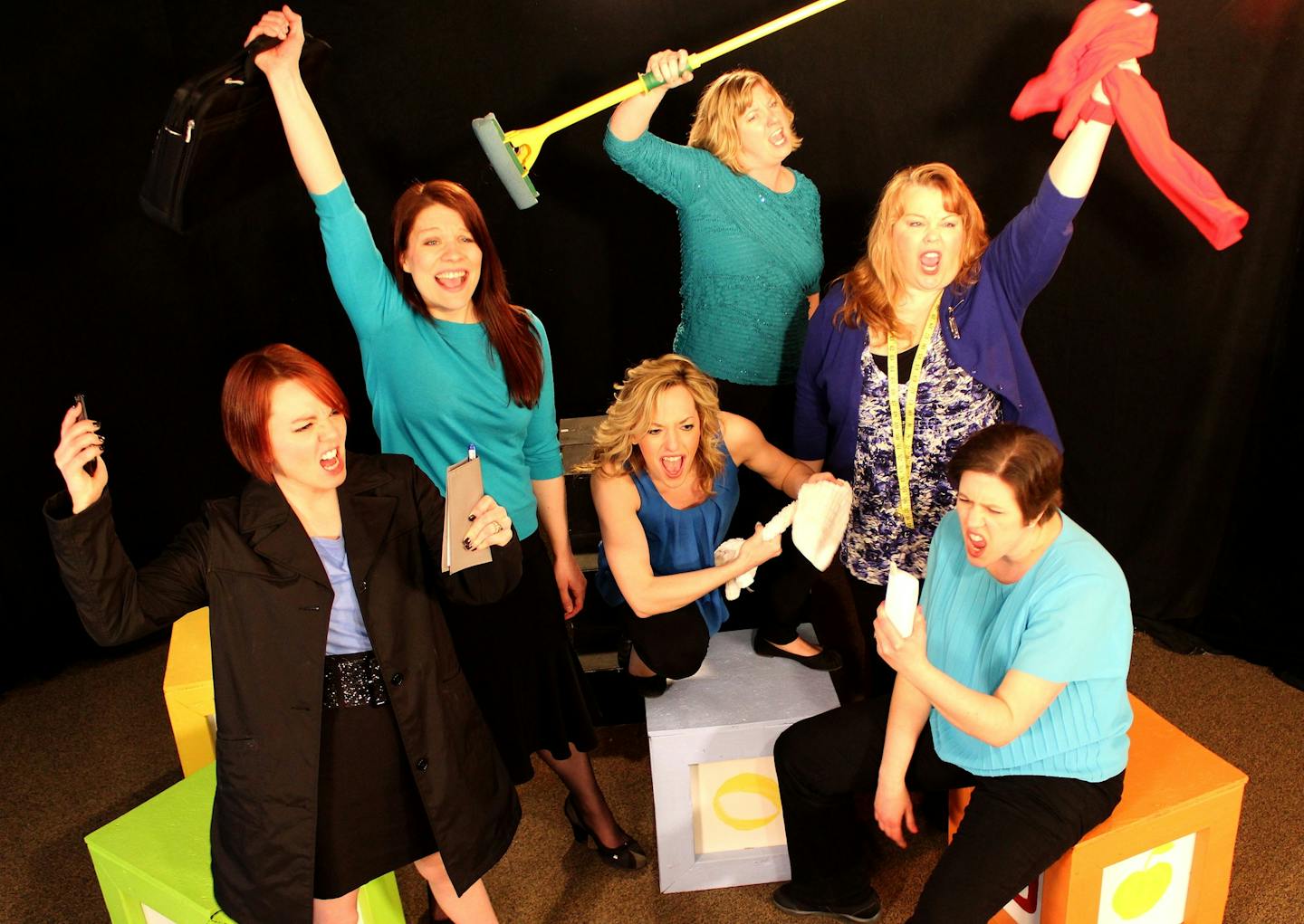 (left to right): Jessica Lynn, Dorothy Owen, Reba Clamp, Marlo Miller, Lisa Diesslin, and Kasey Scarpello form the cast of "Mom! The New Musical" (Photo by Daniel K. McDermott.)