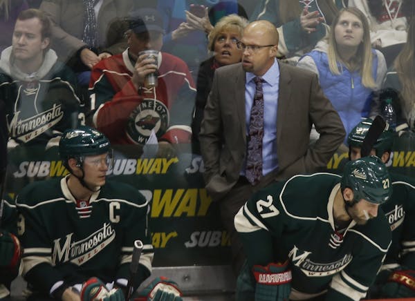 Wild head coach Mike Yeo and his players looked for answers against the Blues, an eventual 2-1 loss, earlier this season.