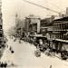 Activity hums on Nicollet Avenue in this winter scene from the 1890s.