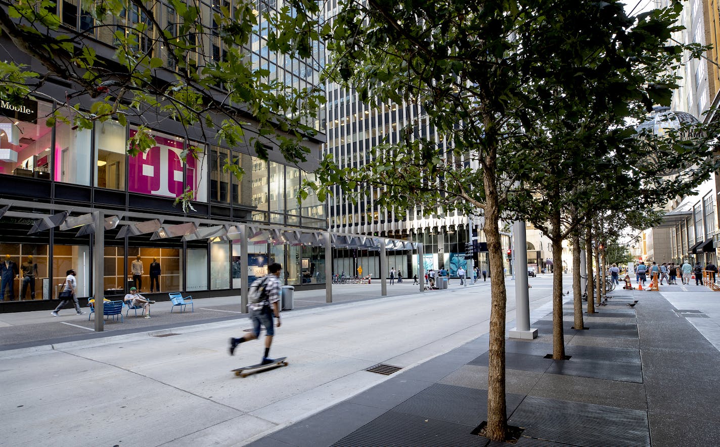 The new Nicollet Mall features more trees.