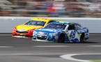 Jimmie Johnson passed Joey Logano with 16 laps to go in the Monster Energy NASCAR Cup O'Reilly Auto Parts 500 at Texas Motor Speedway in Fort Worth, T