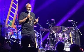 Londell McMillan addresses fans at a concert at Prince Celebration 2025 in Minneapolis.