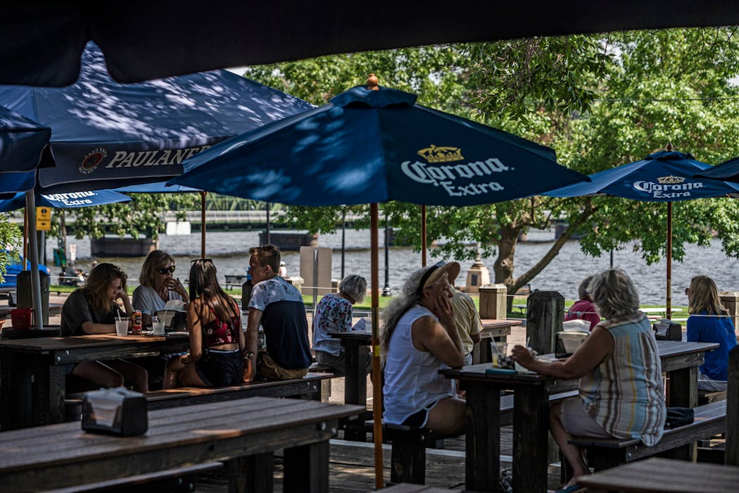 The Freight House offers patio dining and drinks adjacent to the bike path.