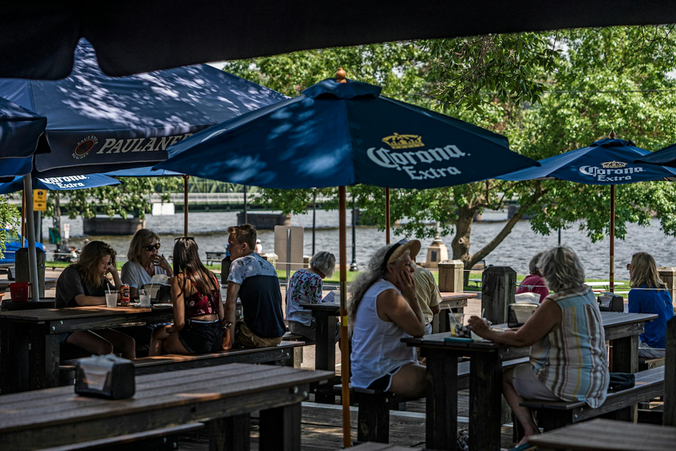 The Freight House offers patio dining and drinks adjacent to the bike path.