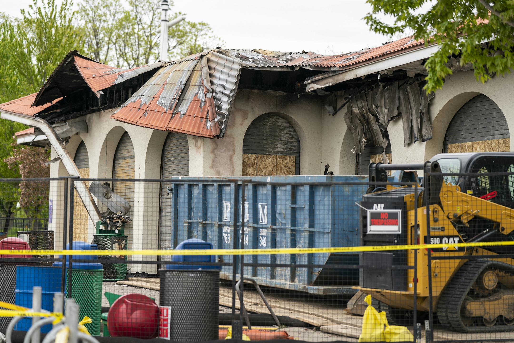 The remains of Lola on the Lake on Bde Maka Ska/Lake Calhoun seen after the fire.