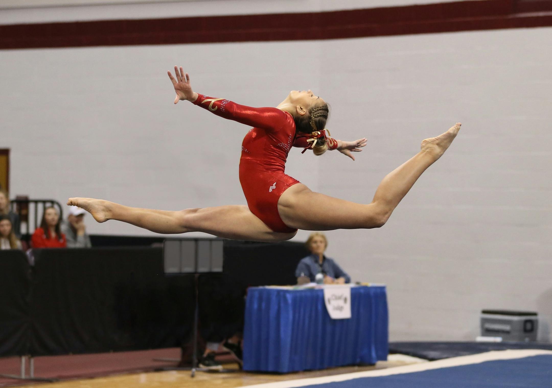 Henry Sibley's Sophie Redding in action in a 2017-18 gymnastics meet.