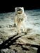 FILE - In this July 20, 1969 file photo, Astronaut Edwin E. Aldrin Jr., lunar module pilot, is photographed walking near the lunar module during the A