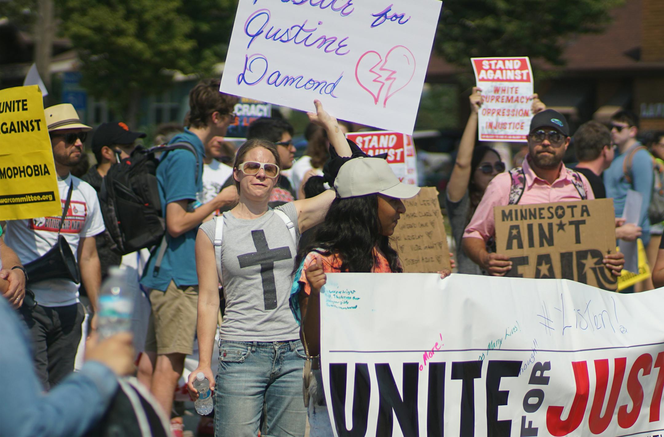 Black Lives Matter protesters marched from Hamline Park to the entrance of the Minnesota State Fair.]Richard Tsong-Taatarii ï richard.tsong-taatarii@startribune.com