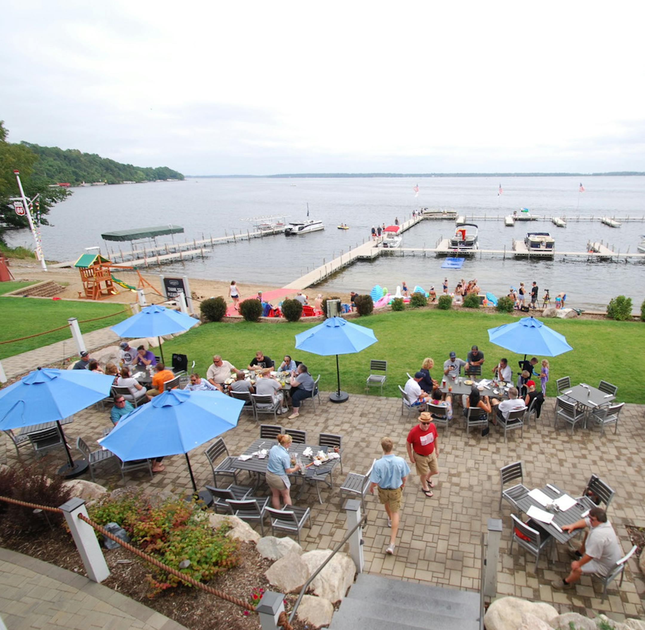 The patio at Quarterdeck Resort, in Nisswa, Minn., overlooks Gull Lake. Provided photo