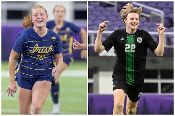 Rosemount’s Sydney Gilbertson (left) and Hill-Murray’s Jacob Dinzeo are prominent players on successful metro soccer teams.