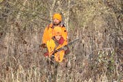 Equipped with copper ammunition and a 20-gauge shotgun, Jeremiah Lee, 13, of Hastings hunted Saturday, accompanied by his father Cody.