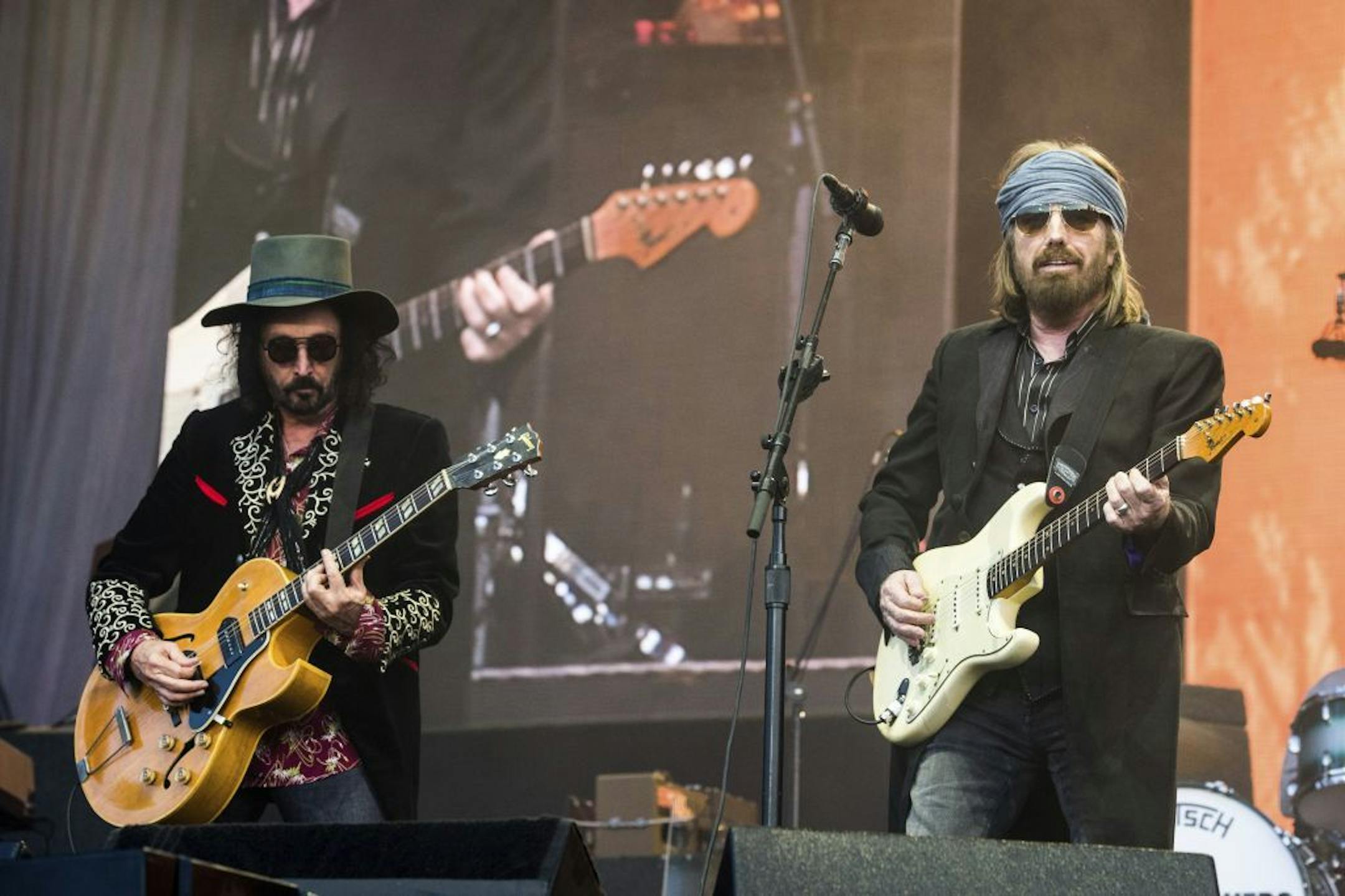 Mike Campbell, left, and Tom Petty during a recent performance in California. "He's my best friend," Campbell says of Petty. "He's an amazing artist. He's a good guy."