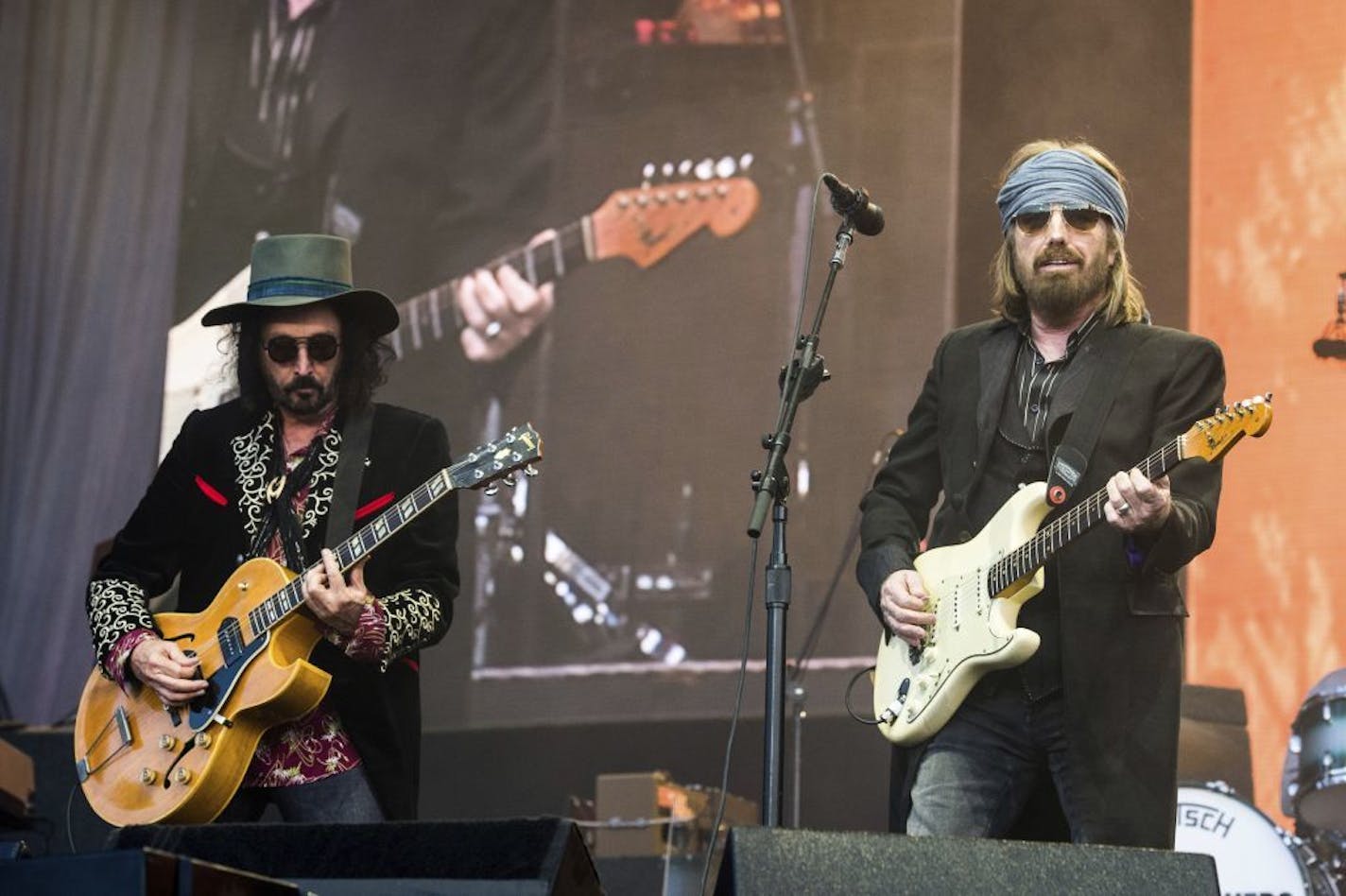 Mike Campbell, left, and Tom Petty during a recent performance in California. "He's my best friend," Campbell says of Petty. "He's an amazing artist. He's a good guy."