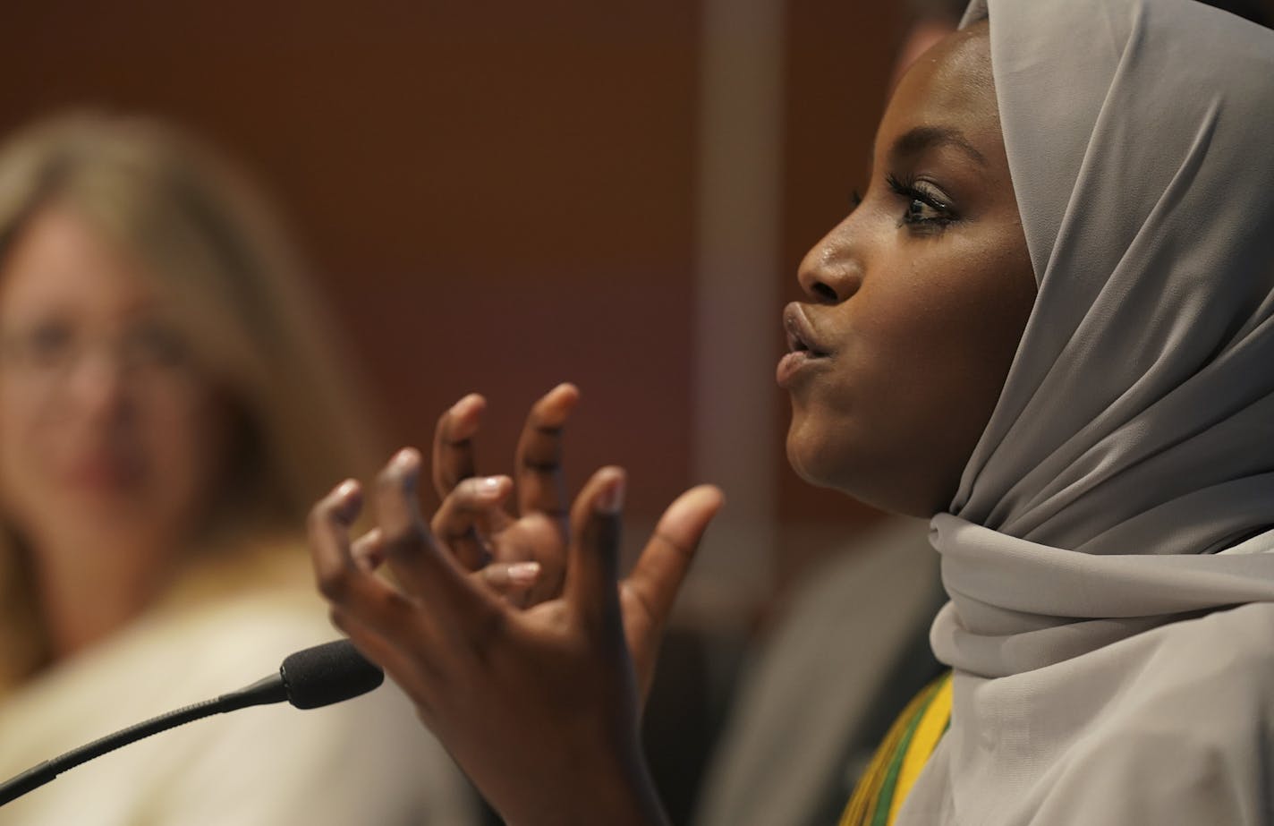 After she took the oath office, Councilmember Nadia Mohamed addressed the audience at the St. Louis Park City Council meeting Monday night. ] JEFF WHEELER &#x2022; Jeff.Wheeler@startribune.com At the start of their meeting Monday night, January 6, 2020, the St. Louis Park City Council's first Somali-American councilmember, Nadia Mohamed, took the oath of office. Mohamed is also the youngest to ever serve on the council at 23. Mayor Jake Spano and Councilmember Larry Kraft were also sworn in.