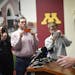 University of Minnesota President Eric Kaler speaks to members of the media Saturday, Dec. 17, 2016, after players announced the end of their boycott 