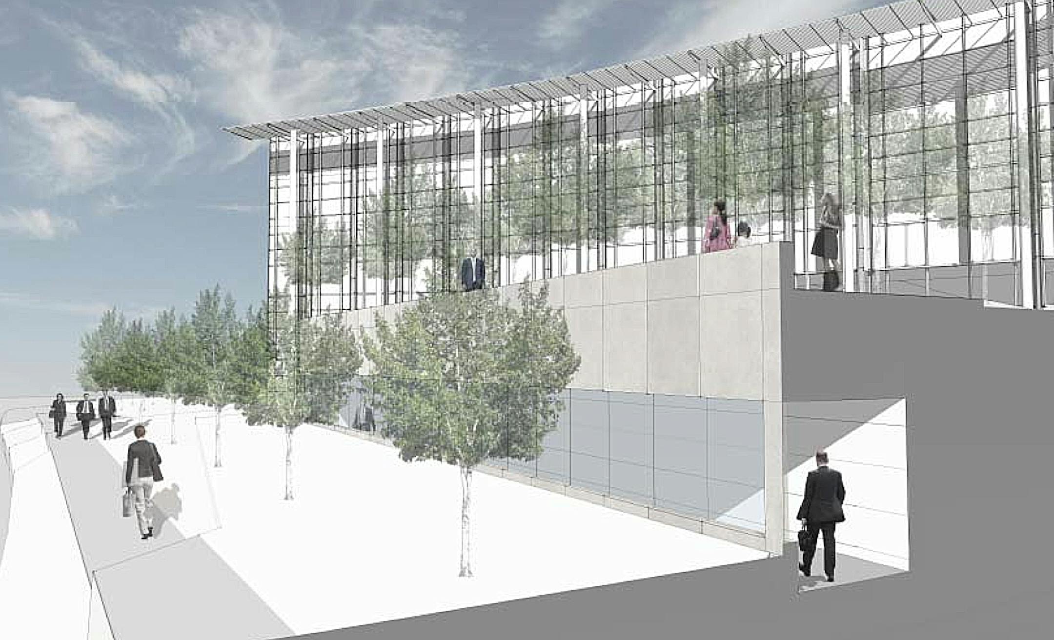 An artist's rendering shows a proposed $90 million legislative office building and parking facility planned for near the Minnesota Capitol.