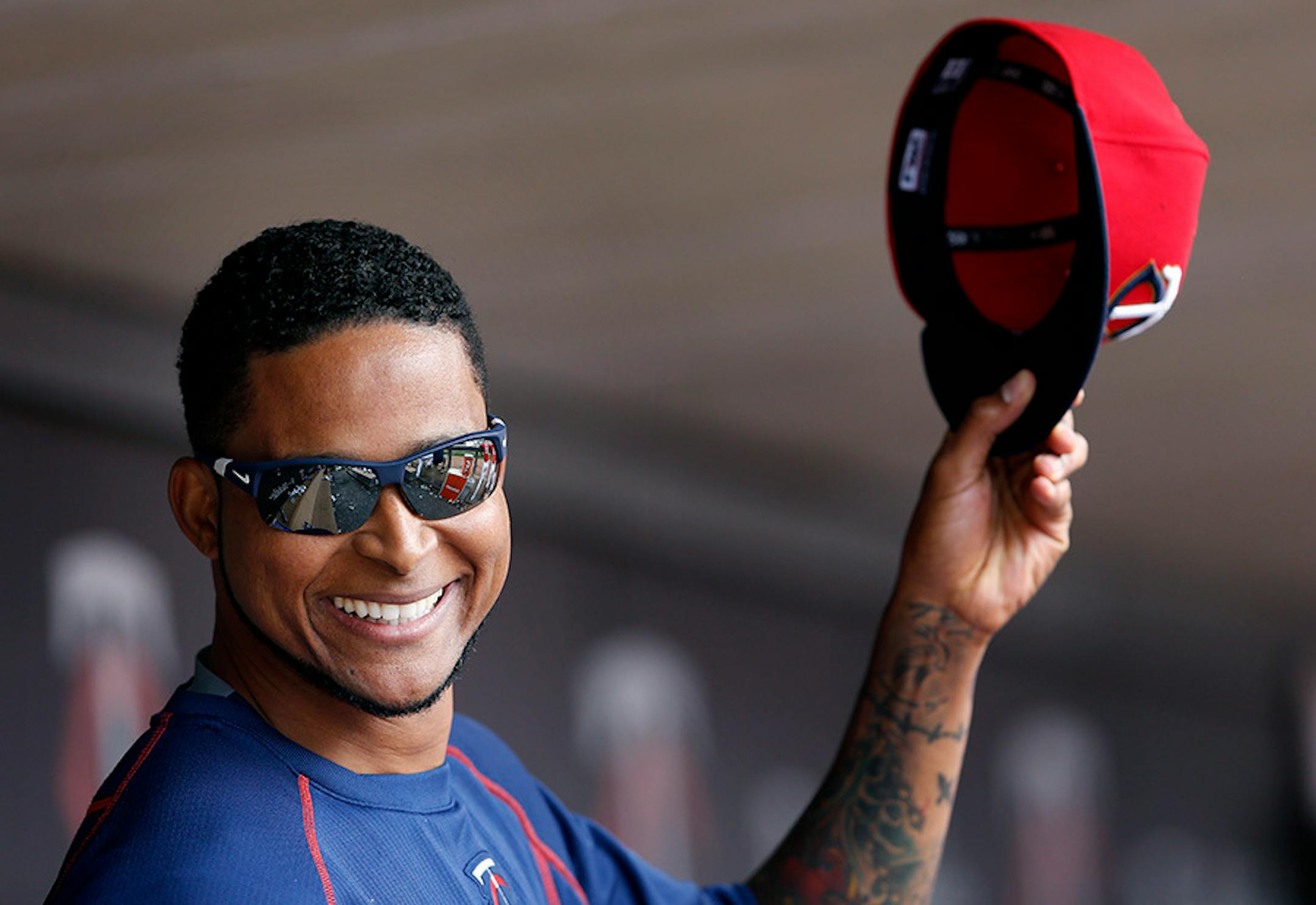 Minnesota Twins pitcher Ervin Santana showed off his new haircut.