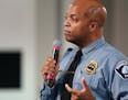 Minneapolis Police Chief Medaria Arradondo spoke during a community memorial for George Floyd organized by the NAACP Friday at the Shiloh Temple Inter