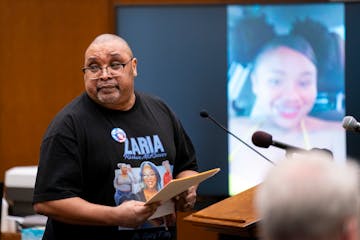 Paul Greer, stepfather of Zaria McKeever, ends his victim impact statement at the April 12 sentencing hearing for Erick Haynes, the man who plotted th