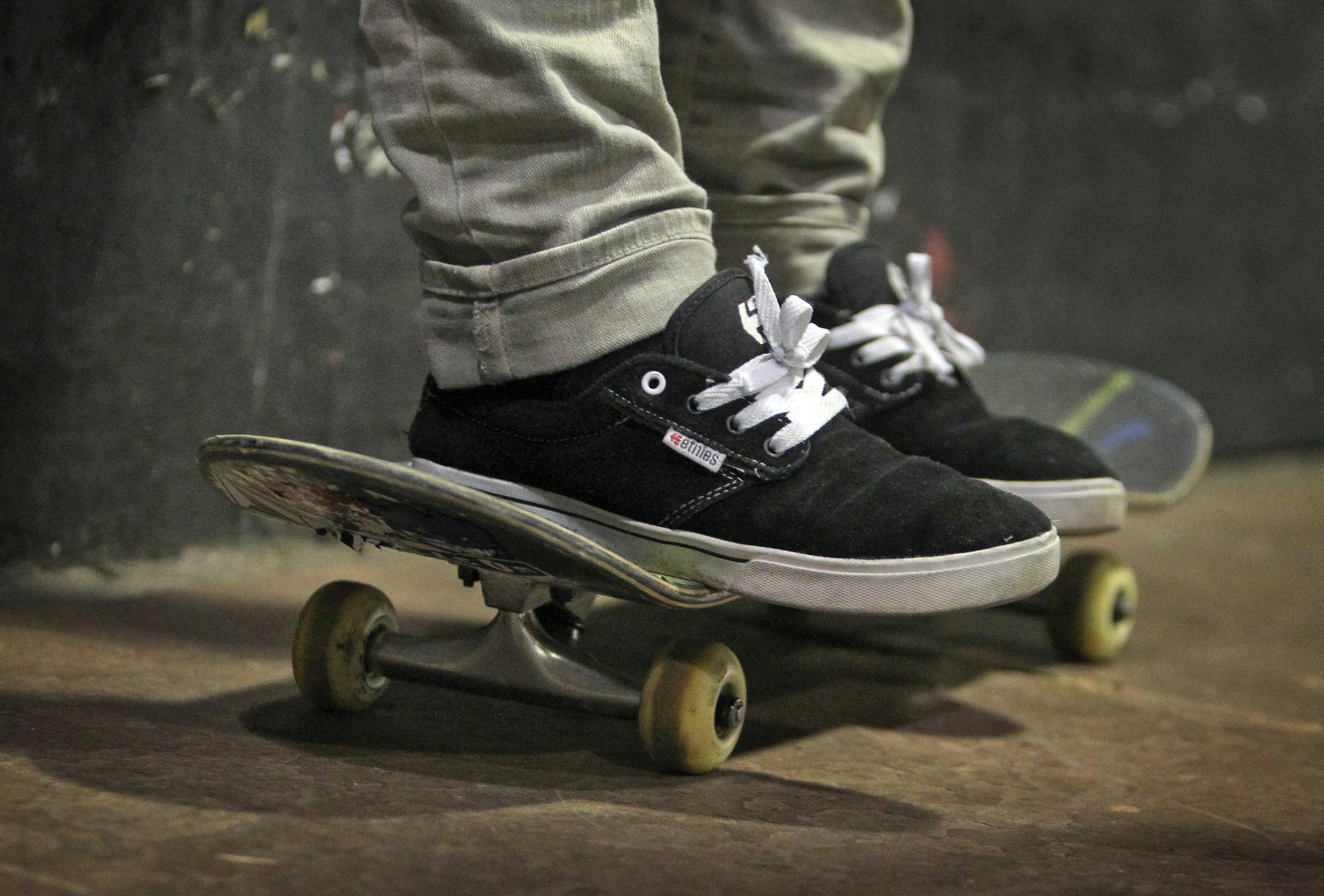 Anna Reese, 17, on her board at 3rd Lair Tuesday, July 12, 2011. Reese has been skateboarding since receiving a board for Christmas at age 12, and has "been drawn to the more guy dominated sports," she said, including a stint on a boy's Little League team at one point, Tuesday, July 12, 2011.