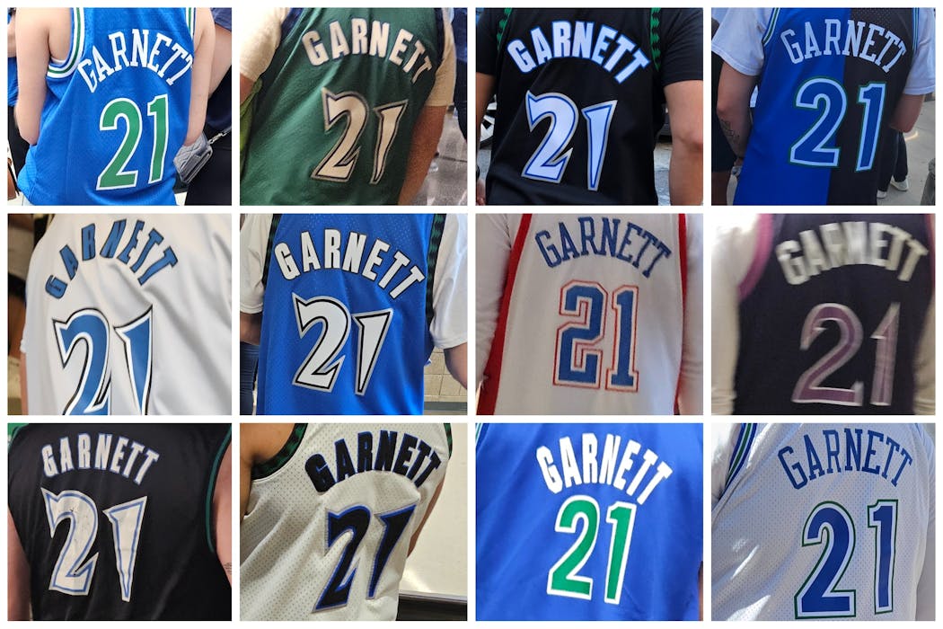 This is where we stop identifying all the variations, in part because we don't know them all. Is the two-tone blue-and-black in the upper right a custom-made jersey?
