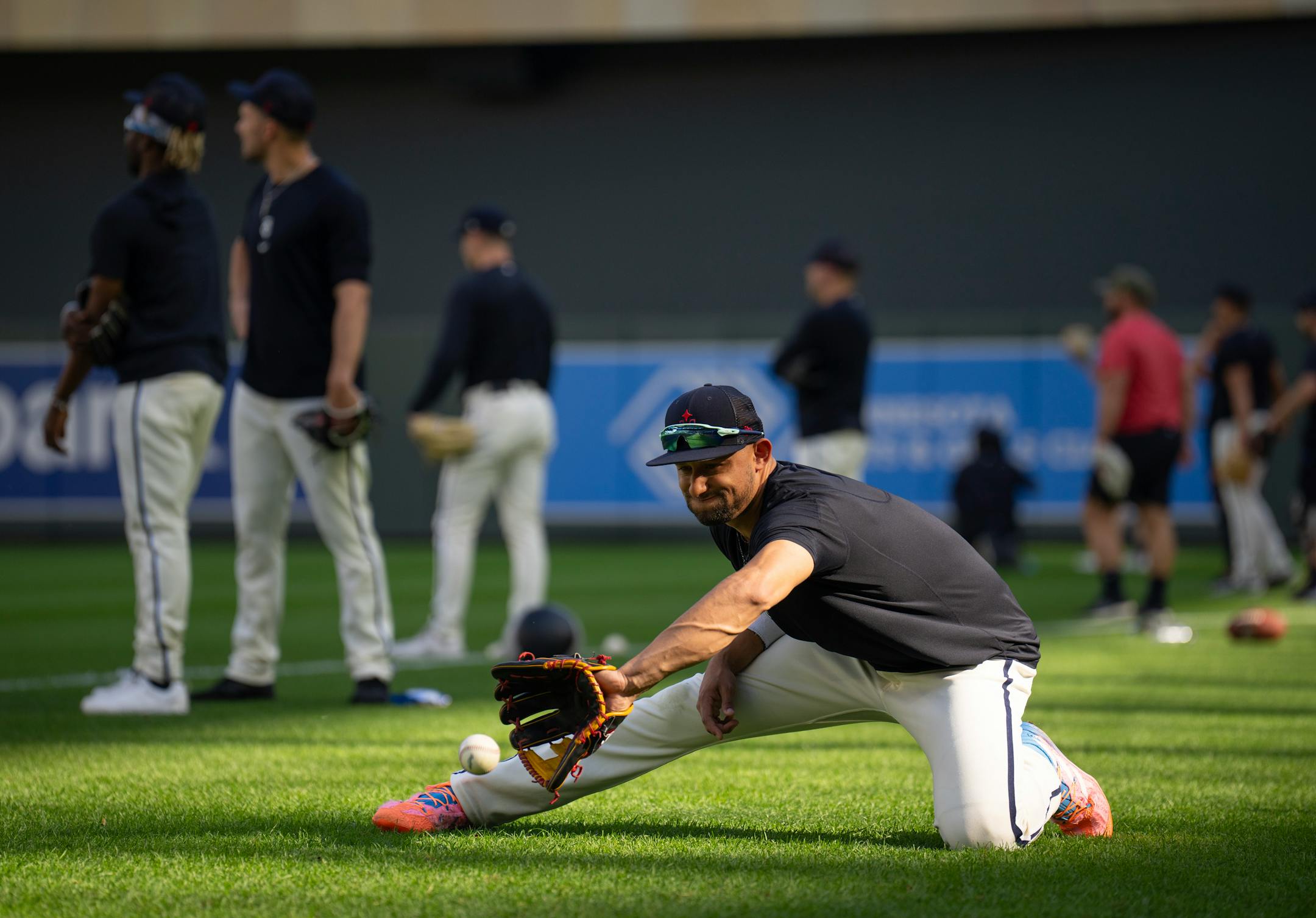 Twins infielder Royce Lewis worked out fielding grounders during the Twins' practice. The Minnesota Twins worked out at Target Field in Minneapolis Monday, October 2, 2023, the day before they face the Toronto Blue Jays in an American League Wild Card Playoff Series.
