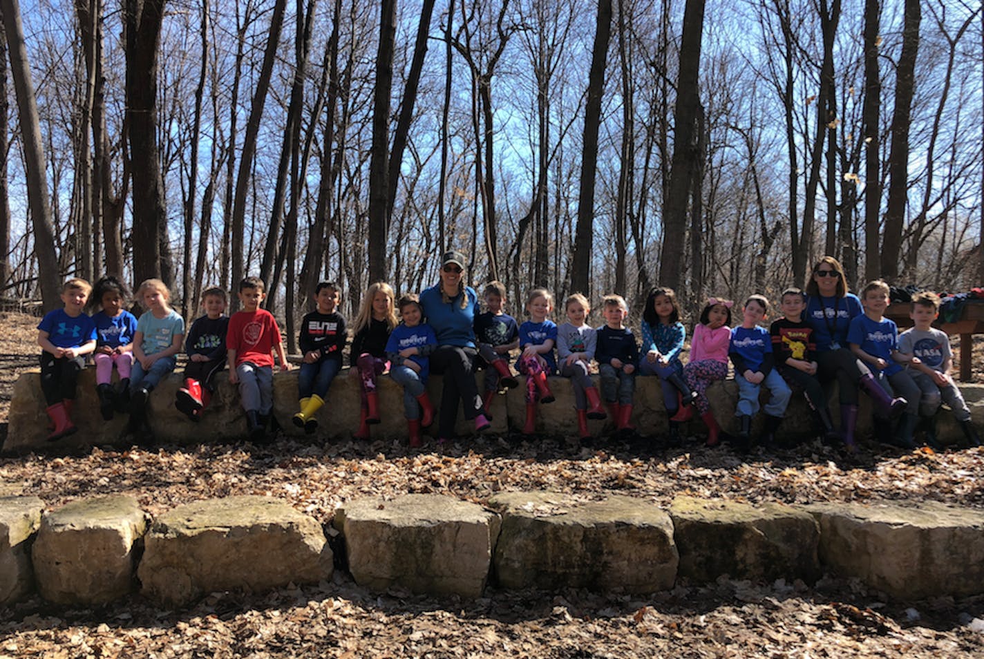 Jen Heyer, center, and her class hold "Wilderness Wednesdays."